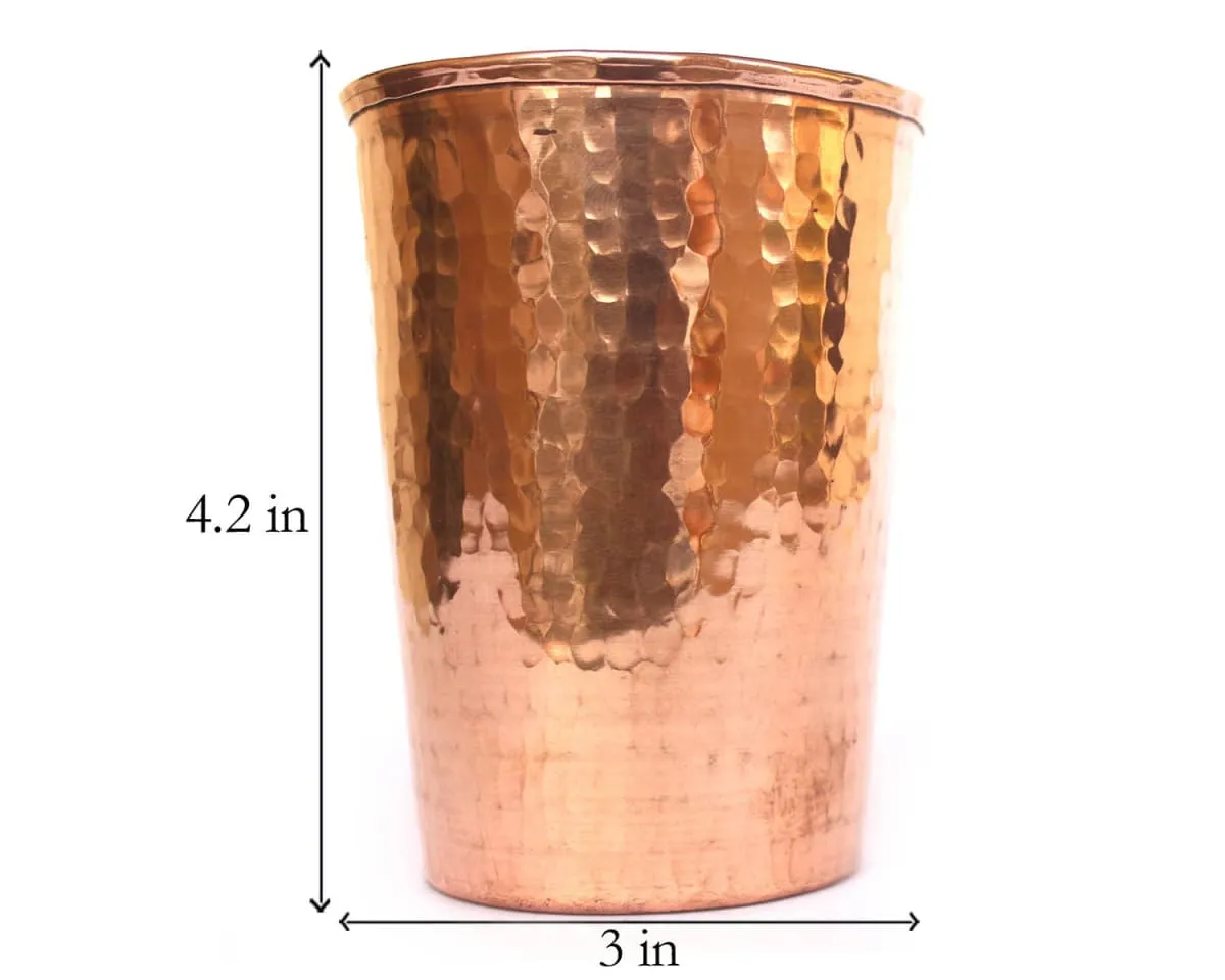 De Kulture  Handmade Pure Solid Copper Water Glass Cup Tumbler Set Ideal  Drinkware, 3x 4.2 (DH) Inches, Set of 2, 450 ml